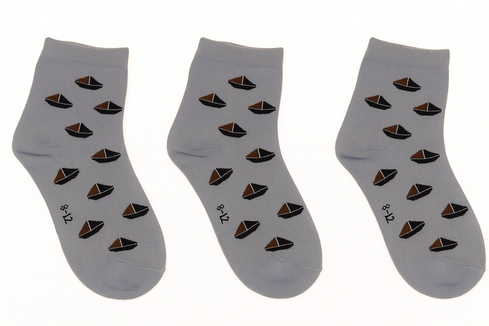 3-Pack Kid's Blue Pattern Socks – Size 8-12